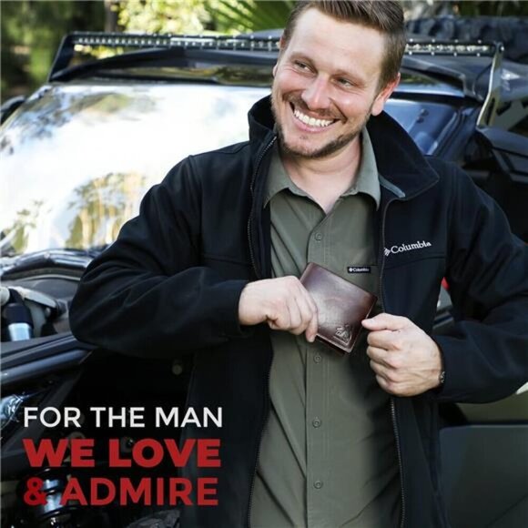 RFID Blocking Bifold Wallet Soft Genuine Leather Brown Western - Picture 6 of 7